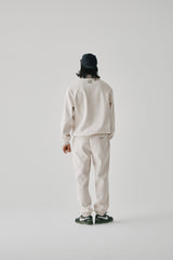 FAUX CASHMERE TRACK JACKET - BEIGE (MODEL BACK)
