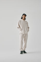 FAUX CASHMERE TRACK JACKET - BEIGE (MODEL FRONT)