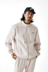 FAUX CASHMERE TRACK JACKET - BEIGE (MODEL)