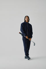 FAUX CASHMERE TRACK JACKET - NAVY (MODEL FRONT)