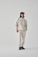 FAUX CASHMERE TRACK PANTS - BEIGE (MODEL FRONT)