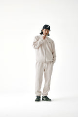 FAUX CASHMERE TRACK PANTS - BEIGE (MODEL TOP)