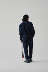 FAUX CASHMERE TRACK PANTS - NAVY (MODEL BACK)