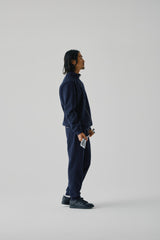 FAUX CASHMERE TRACK PANTS - NAVY (MODEL SIDE)