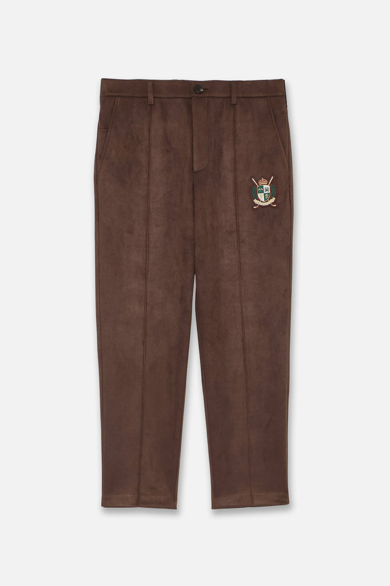 '25 FAUX SUEDE STRETCH PANTS - BROWN