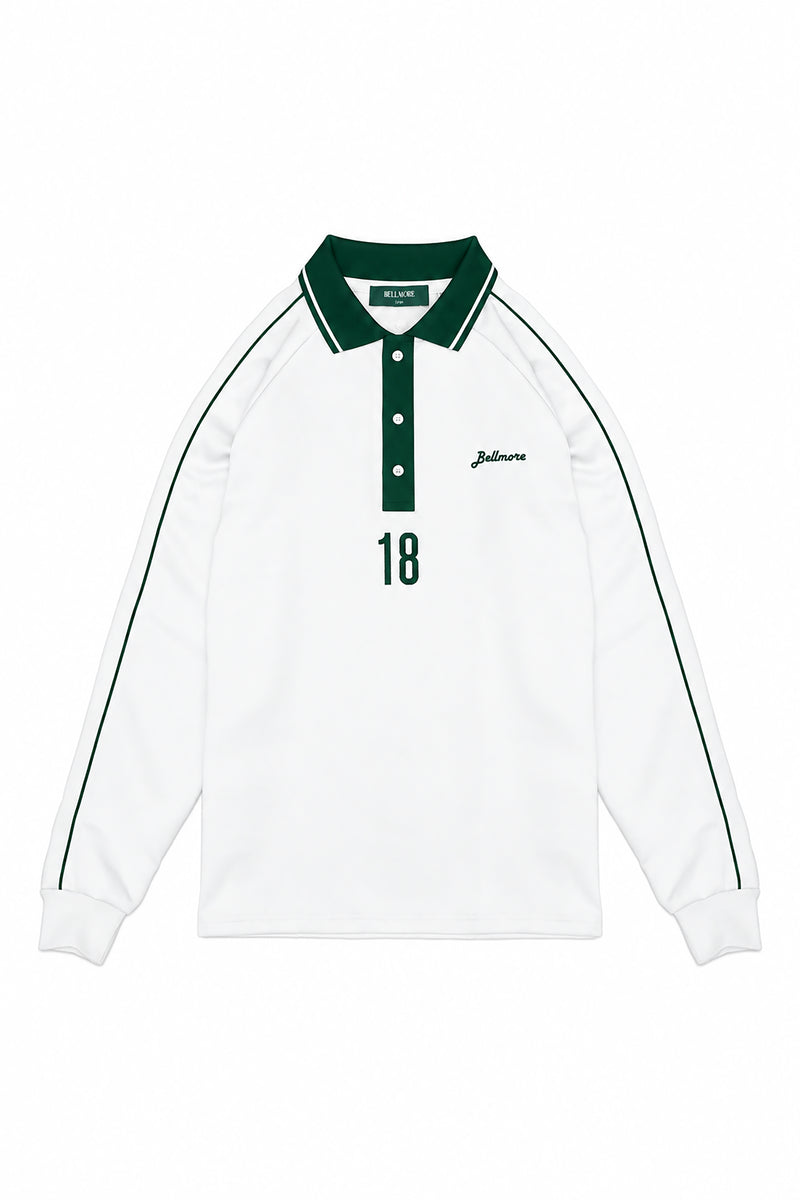 9月25日発売] PIPING L/S POLO SHIRTS - WHITE – BELLMORE
