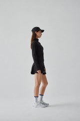 STRETCH FLARE SKIRT - BLACK (MODEL SIDE2)
