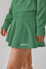 STRETCH FLARE SKIRT - GREEN (MODEL UP)