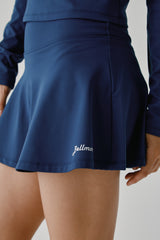 STRETCH FLARE SKIRT - NAVY (MODEL UP)