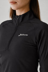 STRETCH HALF ZIP MOCKNECK - BLACK (MODEL UP)