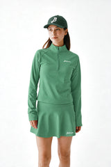 STRETCH HALF ZIP MOCKNECK - GREEN (MODEL TOP)