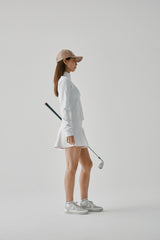STRETCH HALF ZIP MOCKNECK - WHITE (MODEL SIDE2)