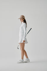STRETCH HALF ZIP MOCKNECK - WHITE (MODEL SIDE)