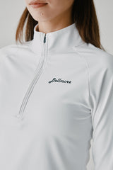 STRETCH HALF ZIP MOCKNECK - WHITE (MODEL UP)