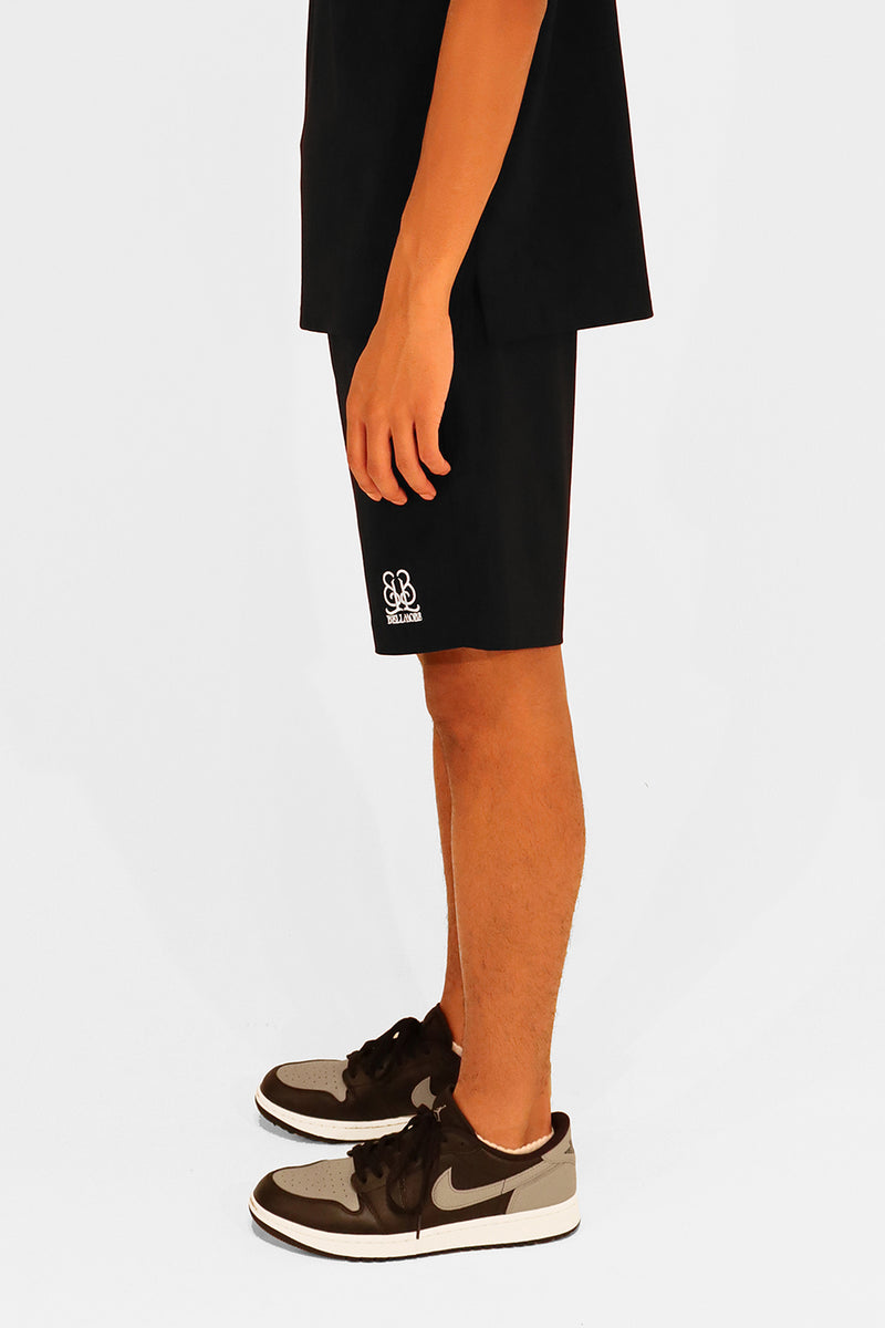 EMBLEM STRETCH SHORT PANTS - BLACK