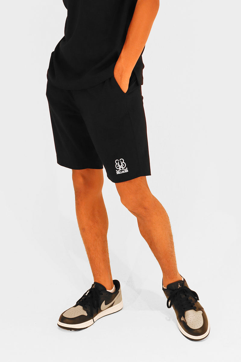 EMBLEM STRETCH SHORT PANTS - BLACK