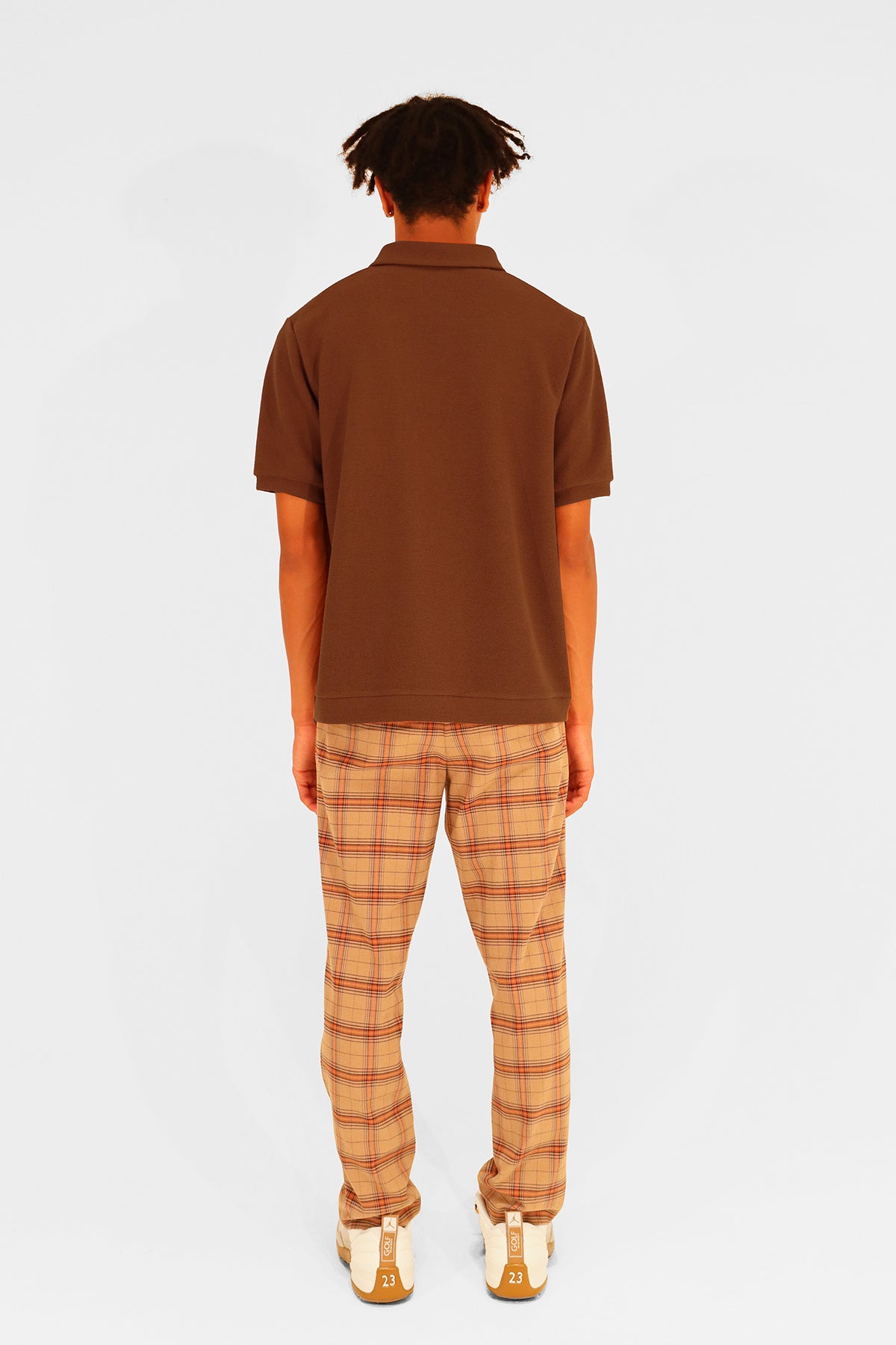 EMBLEM SS ZIP POLO SHIRTS - BROWN – BELLMORE
