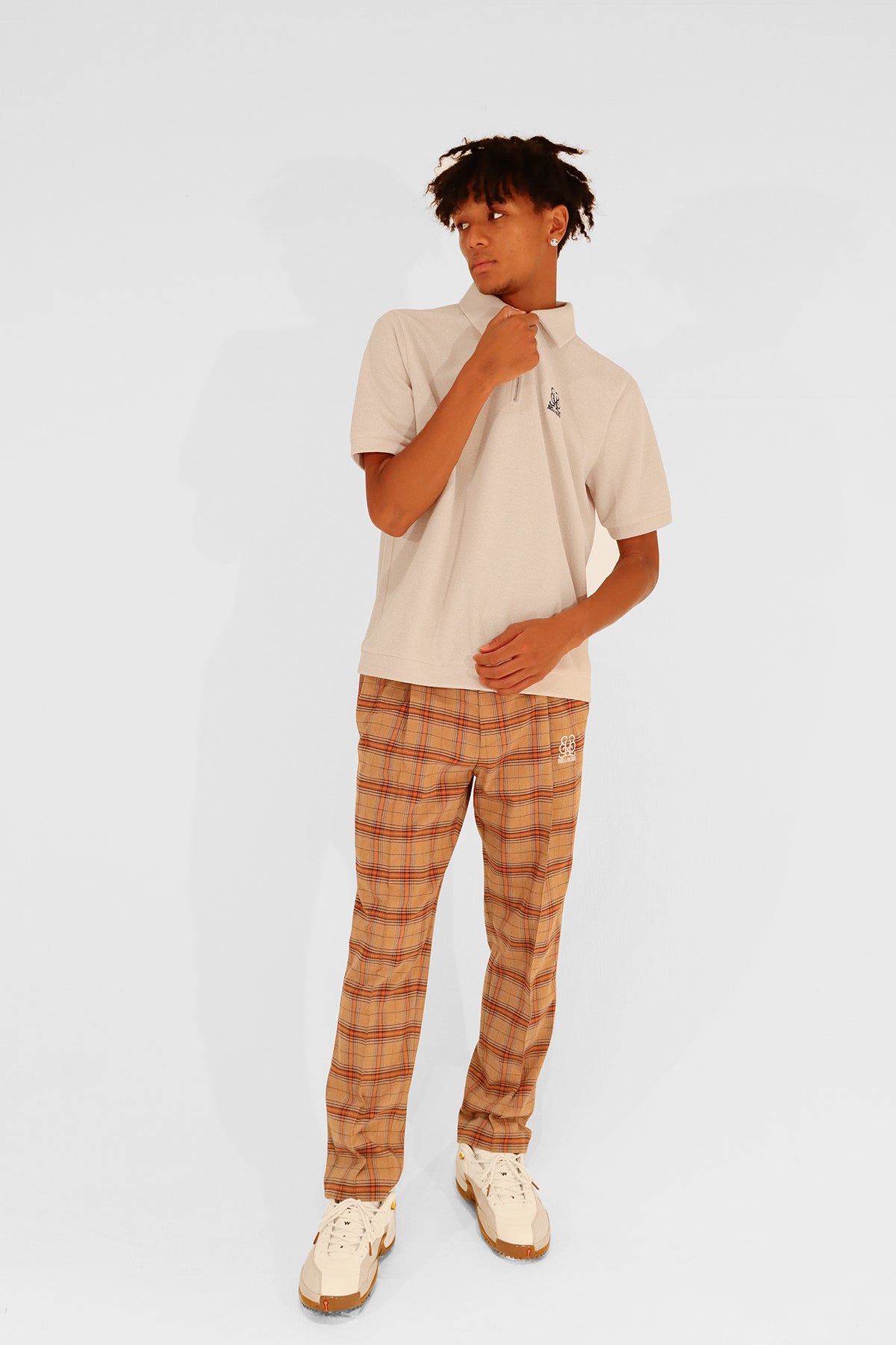 EMBLEM SS ZIP POLO SHIRTS - CREAM – BELLMORE