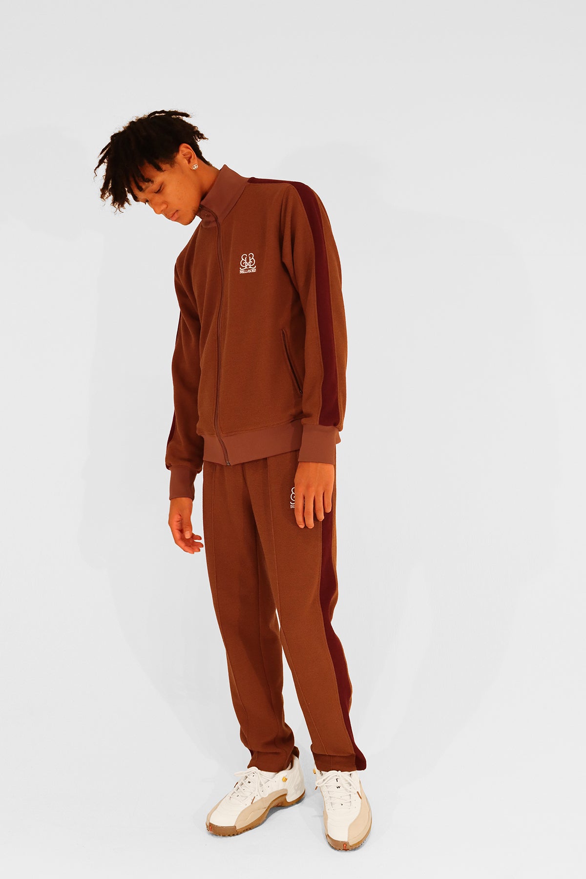 Bellmore ベルモア　エンブレムロゴ　ゴルフジャケット EMBLEM TRACK JACKET - BROWN – BELLMORE