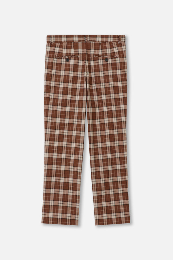 EMBLEM CHECK STRETCH PANTS - BEIGE