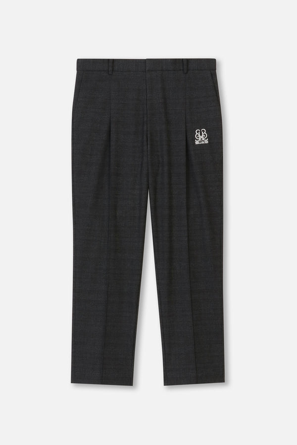 EMBLEM CHECK STRETCH PANTS - BLACK