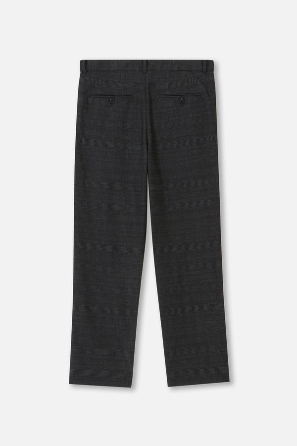 EMBLEM CHECK STRETCH PANTS - BLACK