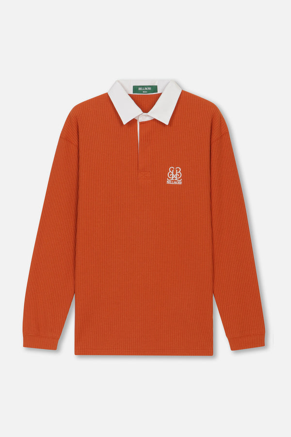 EMBLEM LS POLO SHIRTS - ORANGE