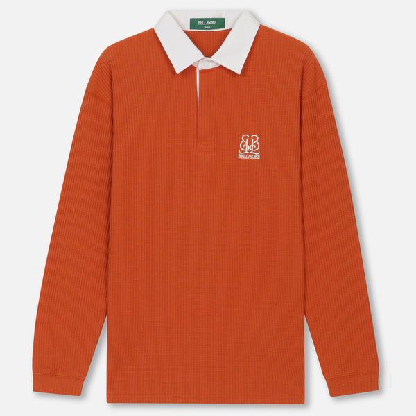 EMBLEM LS POLO SHIRTS - ORANGE