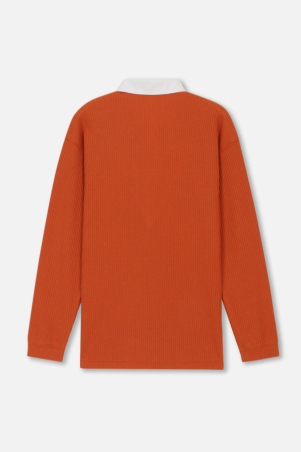 EMBLEM LS POLO SHIRTS - ORANGE