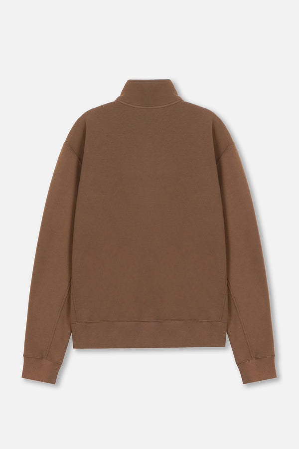 EMBLEM LS ZIP MOCKNECK - BROWN