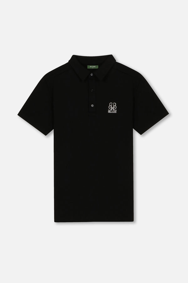 EMBLEM SS POLO SHIRTS - BLACK