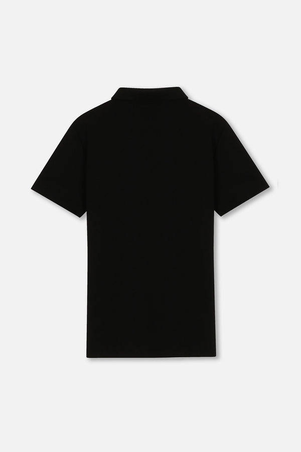 EMBLEM SS POLO SHIRTS - BLACK