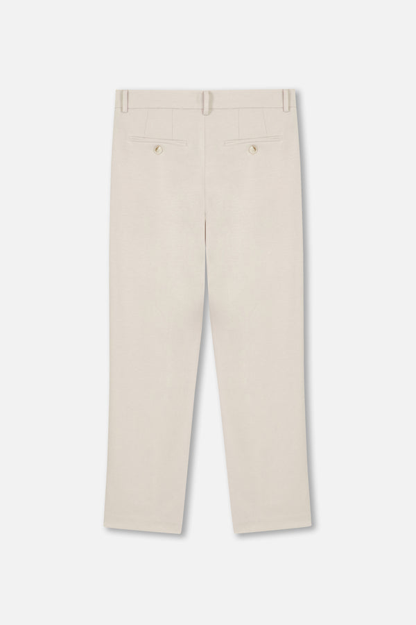 EMBLEM STRETCH PANTS - CREAM