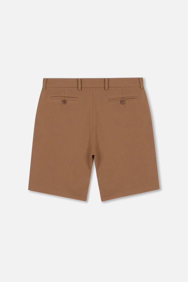 EMBLEM STRETCH SHORT PANTS - BROWN