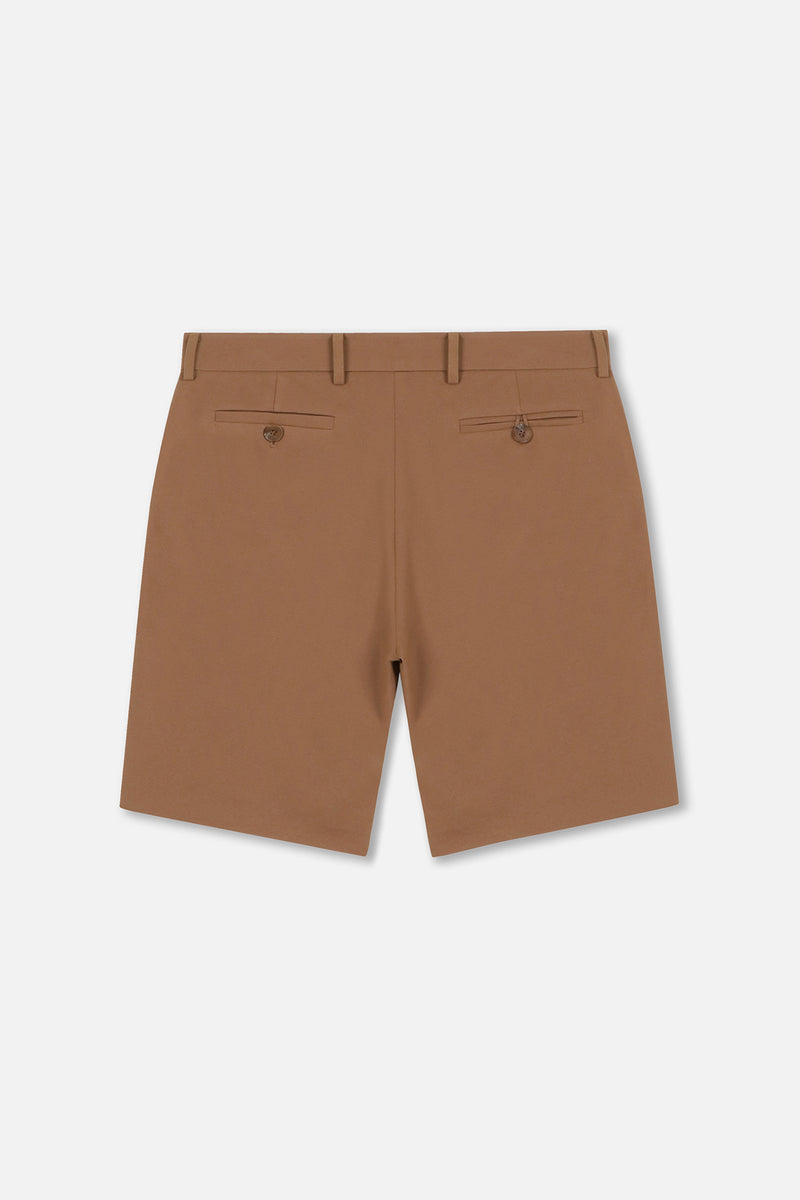 EMBLEM STRETCH SHORT PANTS - BROWN