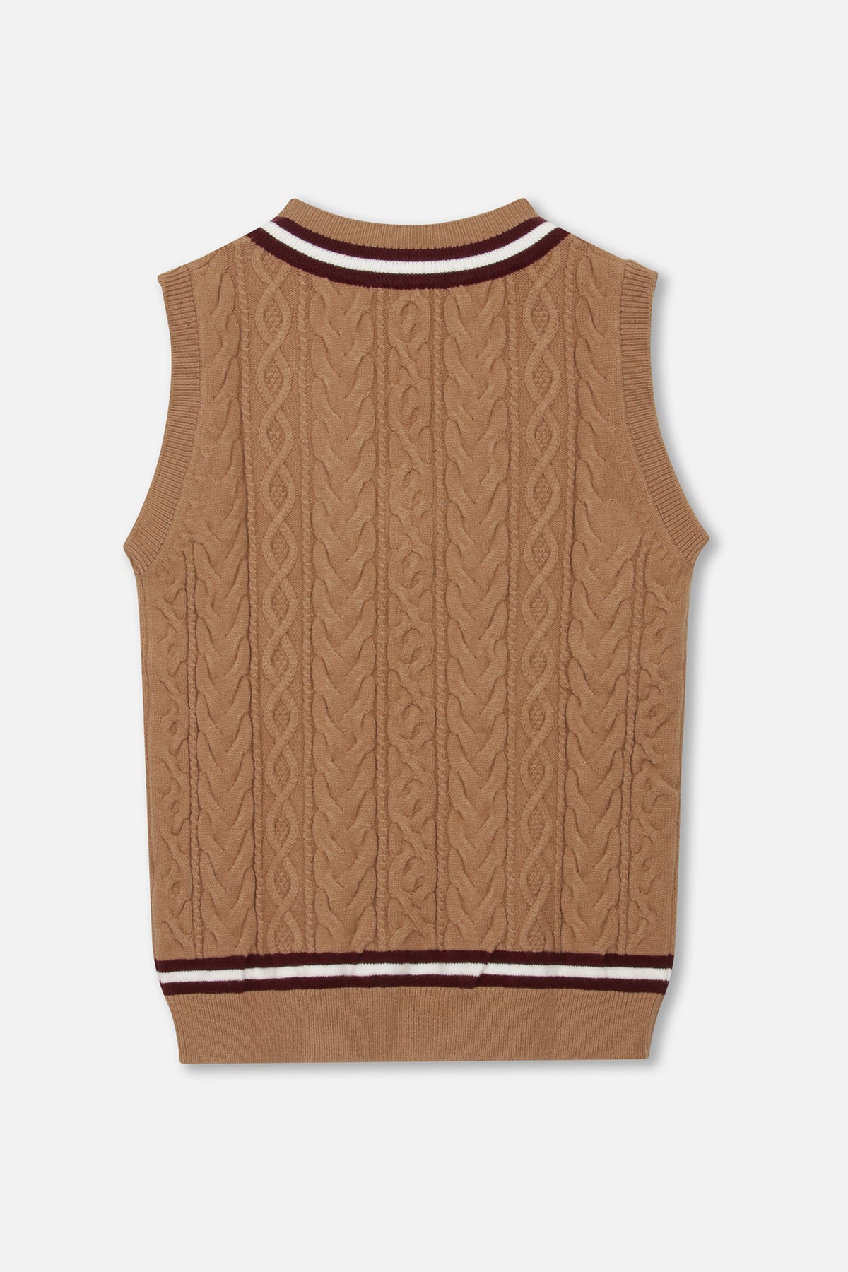 emblem-v-neck-knit-vest-brown-